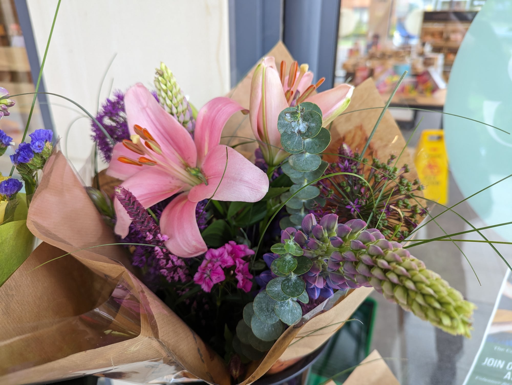 A pink lily bouquet from Holmbush Flowers