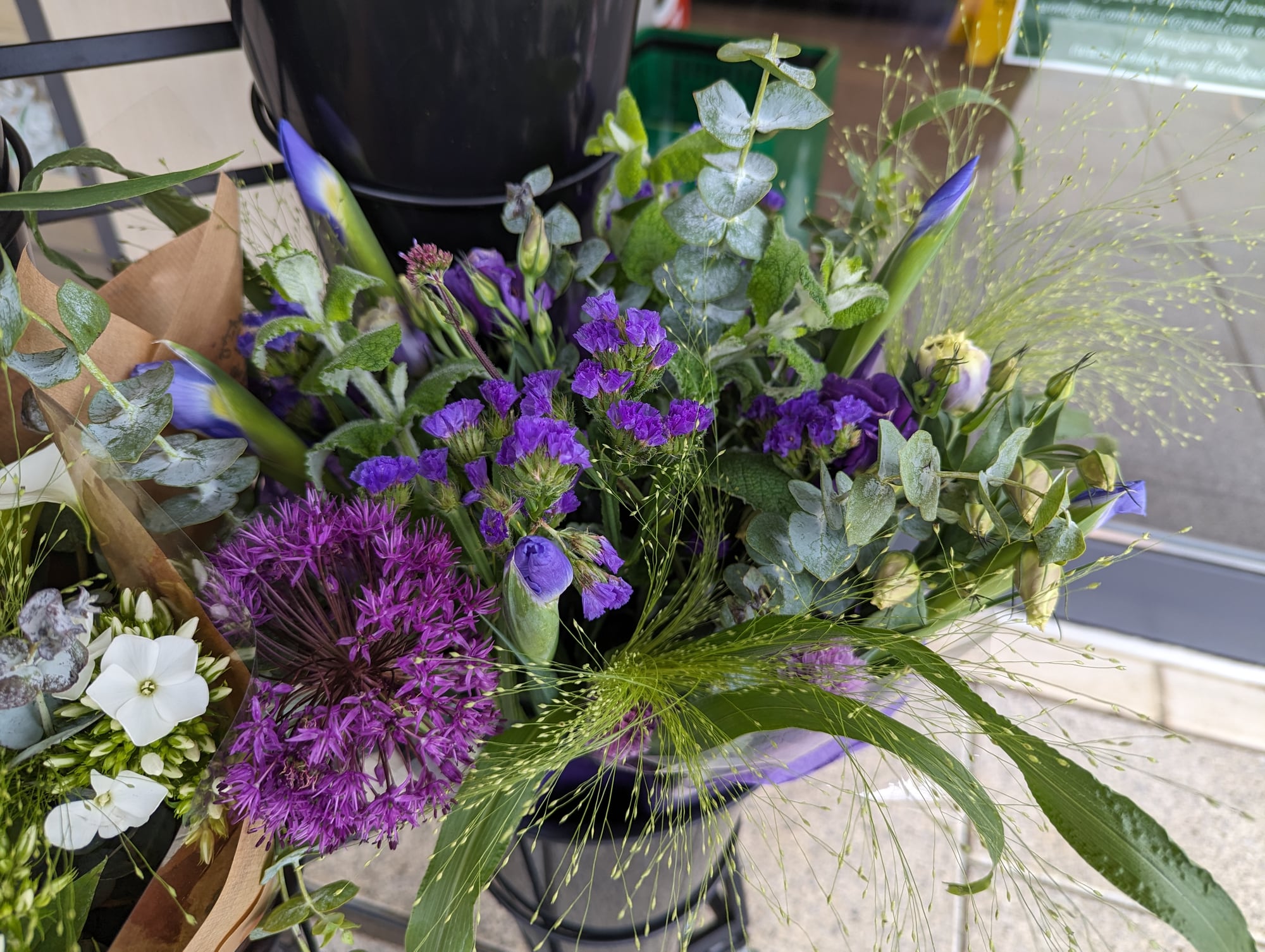 A purple iris bouquet from Holmbush Flowers